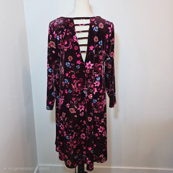 Torrid Womens Dress Size 1 US 1X Brown Floral Velvet Romantic Feminine NWT - Picture 5 of 8